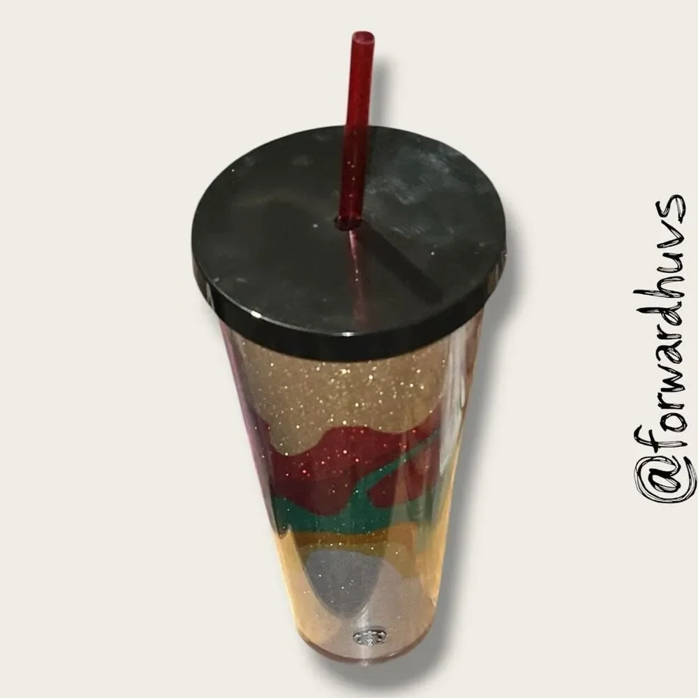 Starbucks 24 oz Glitter Tumbler – Black Lid – Replacement Straw